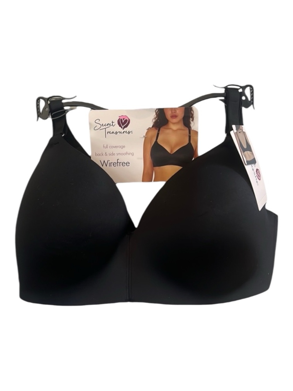 SECRET TREASURES WIREFREE FULL COVERAGE BRA BLACK SIZE 34D NEW WITH TAGS